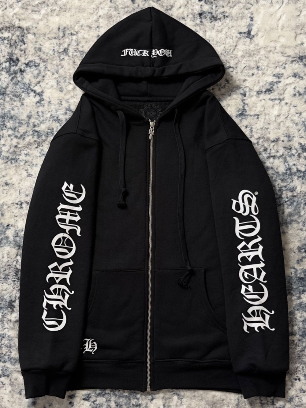 Chrome Hearts Black F You Thermal Script Zip Up Hoodie Size Medium